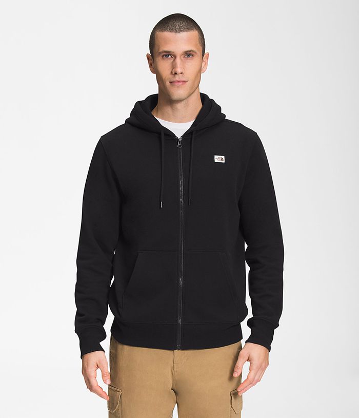 The North Face Hoodie Heritage Patch Full Zip Black - Mens - Thailand GYAJO-7159